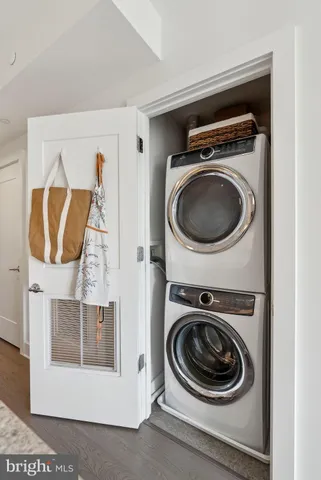 a utility room with dryer and washer