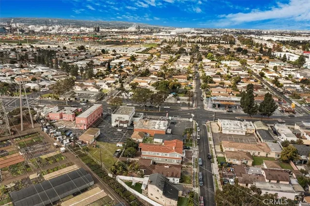 an aerial view of residential building and street