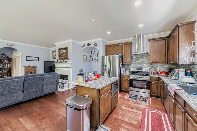 a room with cabinets and flat screen tv