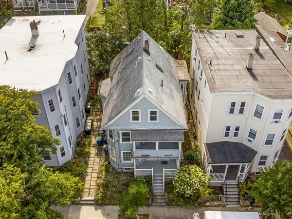 an aerial view of a house