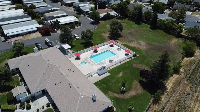 an aerial view of a house