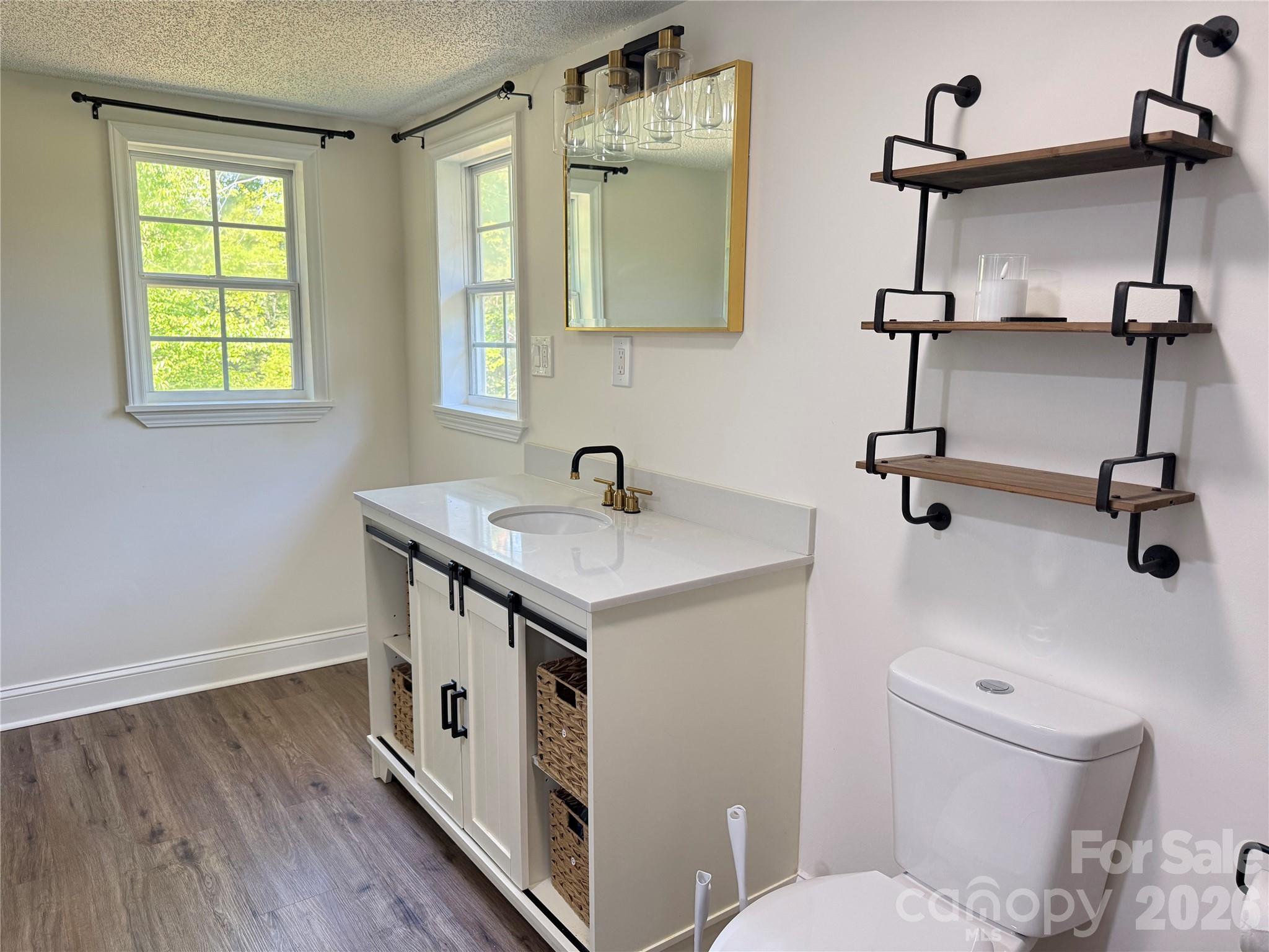 1442 Lee Pearson Road Granite Falls, NC 28630 - Photo 21 of 40 a bathroom with a sink a mirror and a toilet