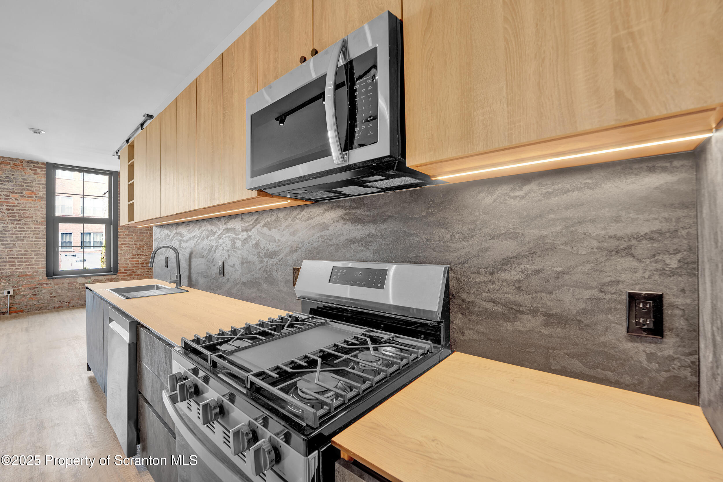 115 Penn Avenue, Unit 100 Scranton, PA 18503 - Photo 16 of 46 a kitchen with a stove a sink and a microwave