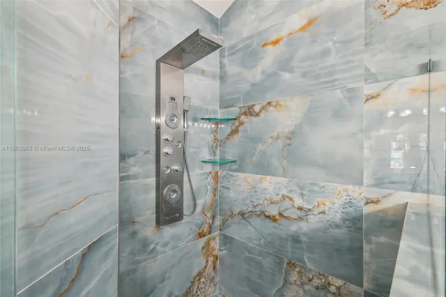 a bathroom with a shower