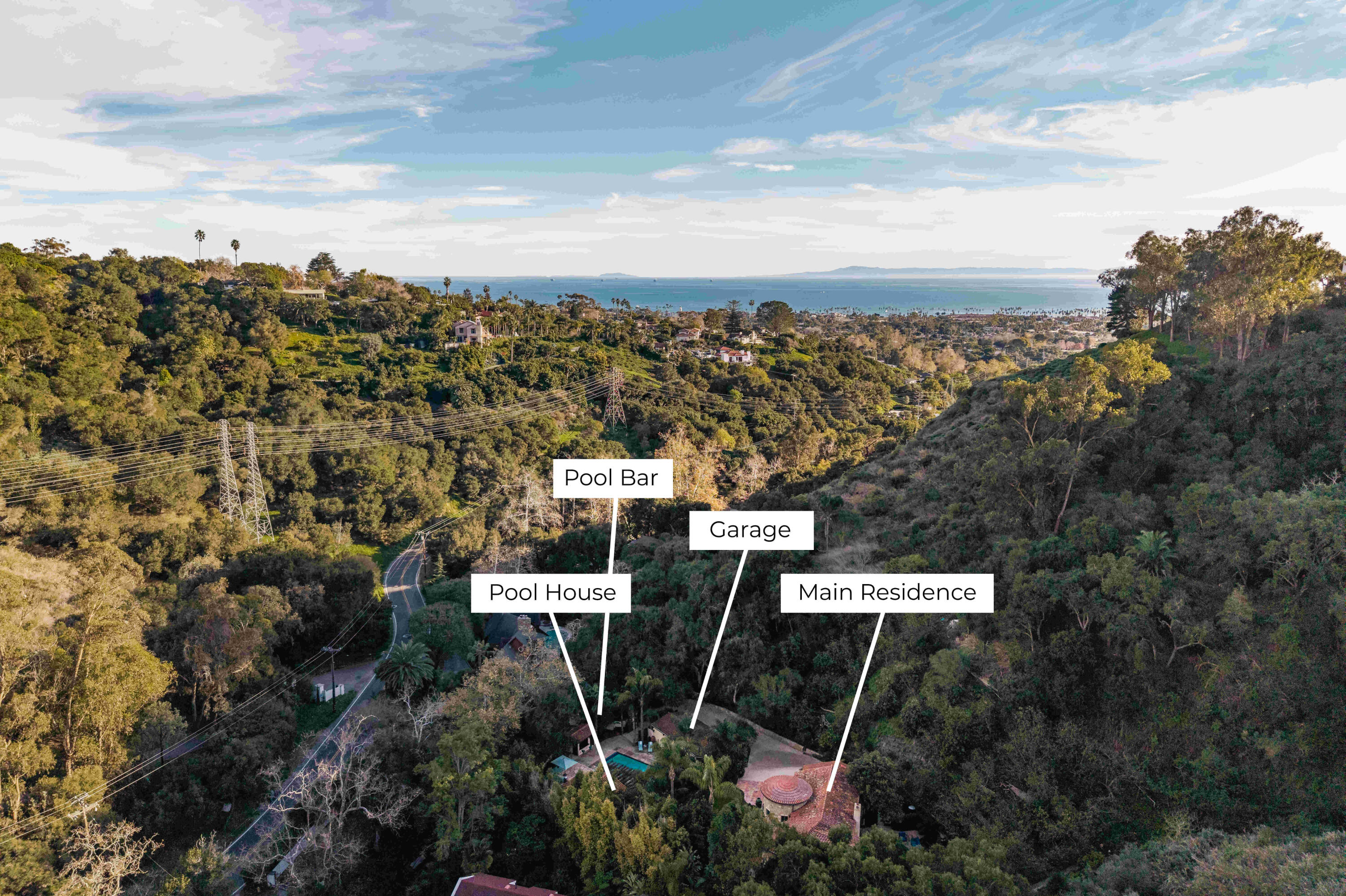 1493 Sycamore Canyon Road Santa Barbara, CA 93108 - Photo 6 of 78 Aerial Shot Call Outs