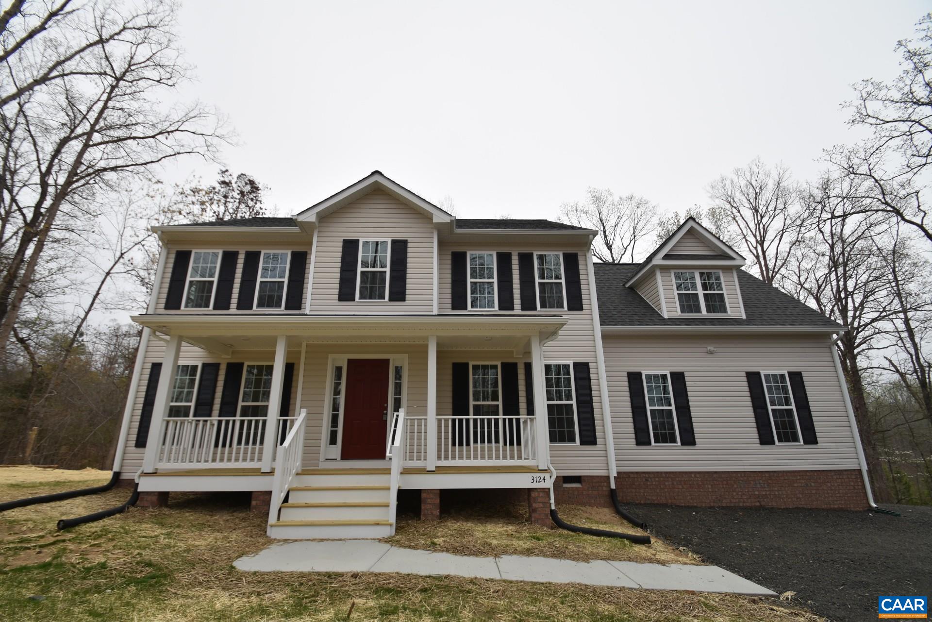 3124 Carysbrook Road, Unit CBE1 Palmyra, VA 22963 - Photo 1 of 32 a view of a white house with large windows and a small yard