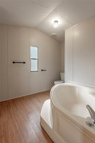a bathroom with a bathtub