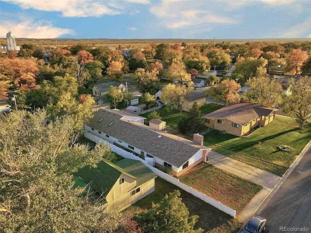 an aerial view of a house