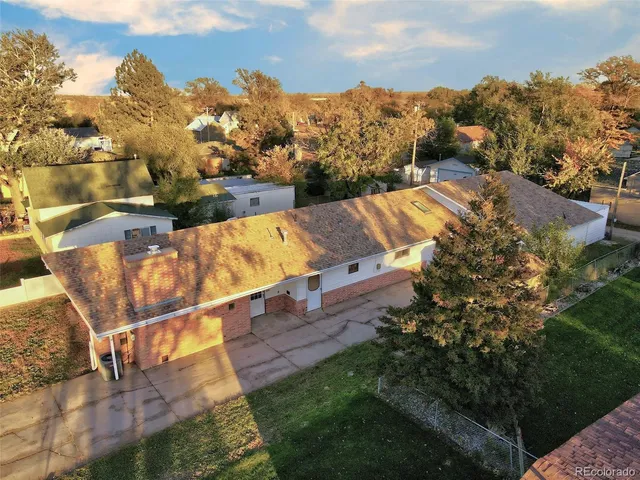 an aerial view of a house