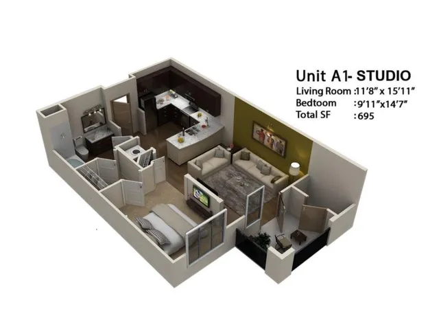 a living room with furniture