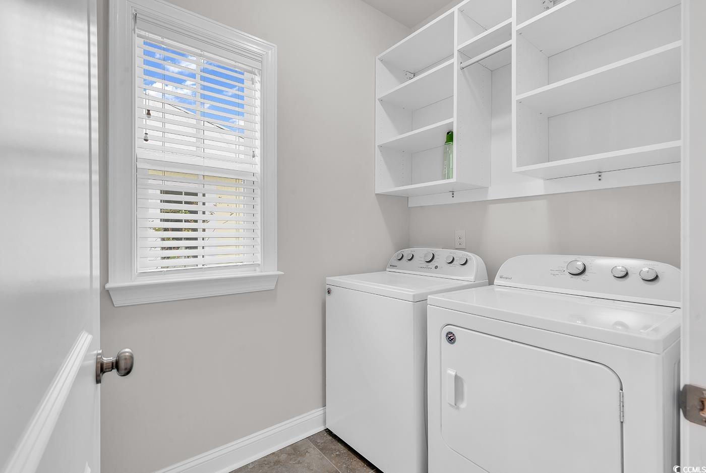 535 Chanted Drive Murrells Inlet, SC 29576 - Photo 10 of 37 Washroom with healthy amount of natural light, separate washer and dryer, and tile patterned flooring