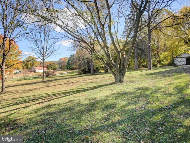 a front view of a house with a yard and large trees