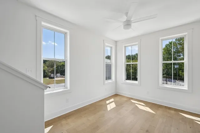 an empty room with windows