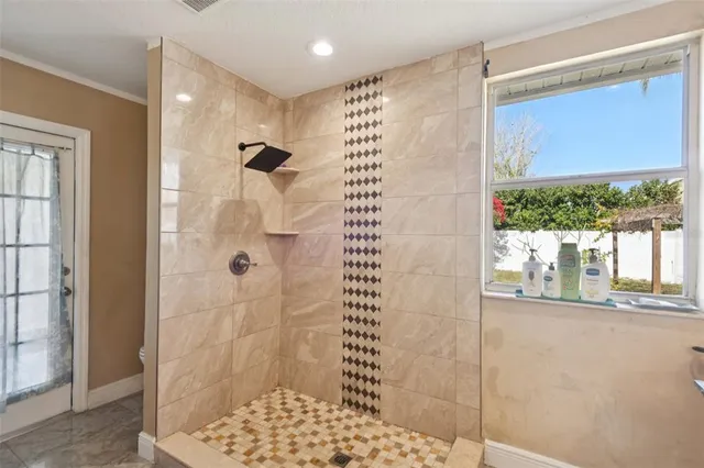 a bathroom with a shower