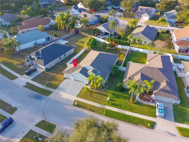 an aerial view of a house