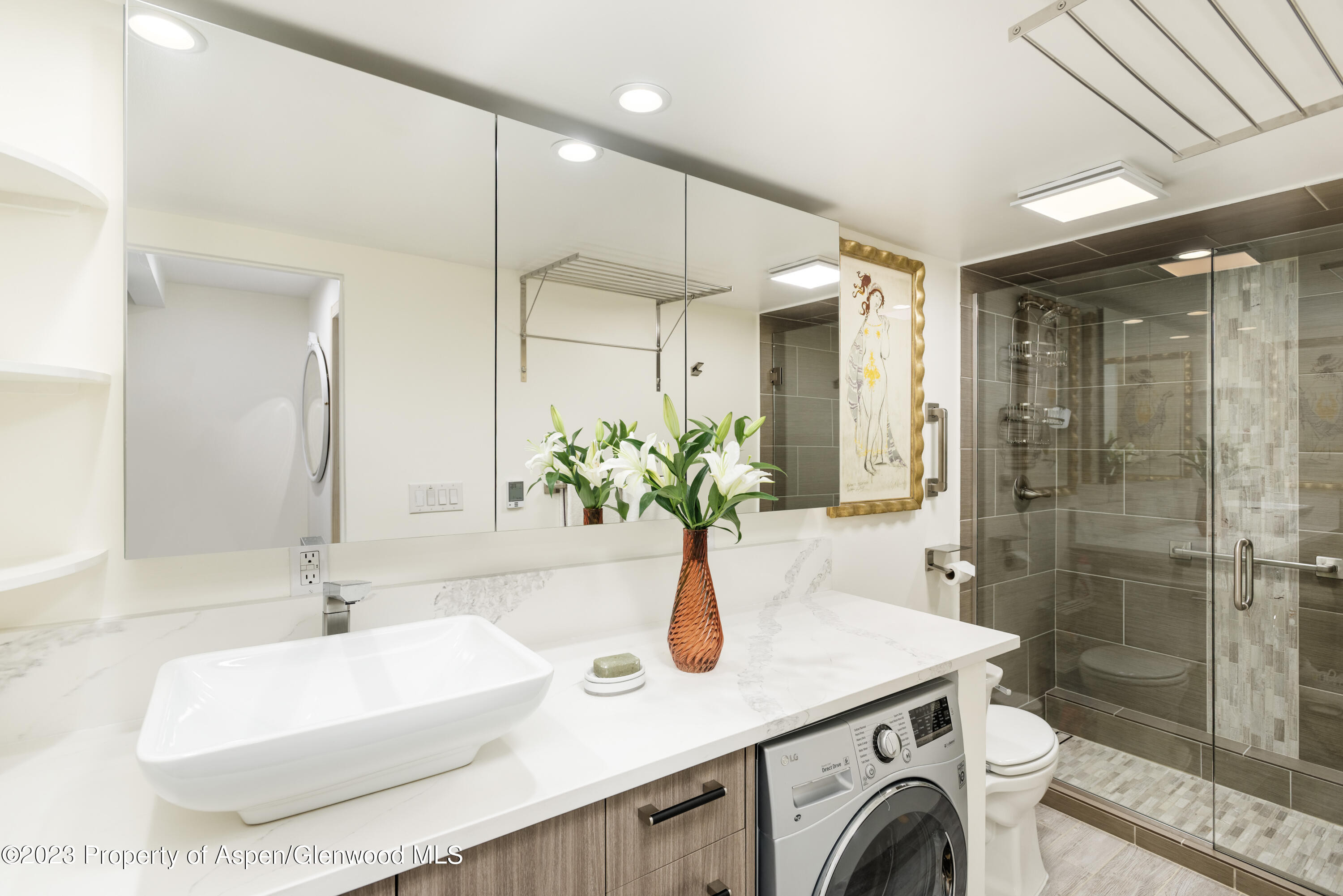 601 South W End Street, Unit 1 Aspen, CO 81611 - Photo 4 of 6 a bathroom with a sink a toilet and shower