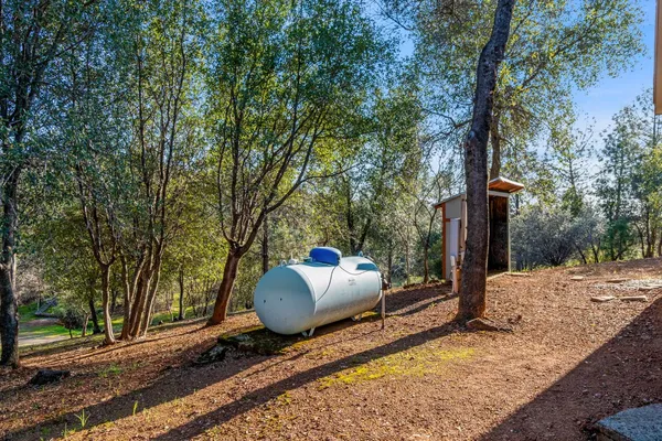 a view of a house with backyard and trees