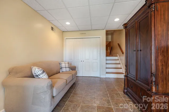 a living room with furniture