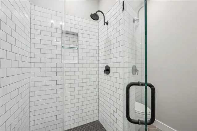 a bathroom with a shower