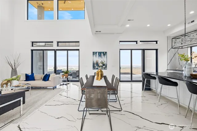 a outdoor space with lots of tables and chairs