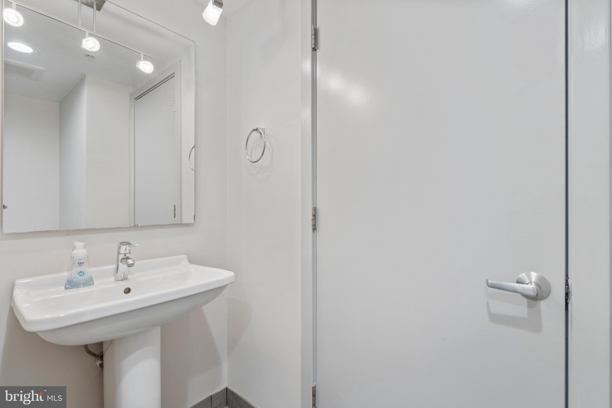 1466 Harvard Street Northwest, Unit A2 Washington, DC 20009 - Photo 30 of 31 a bathroom with a sink a mirror and shower