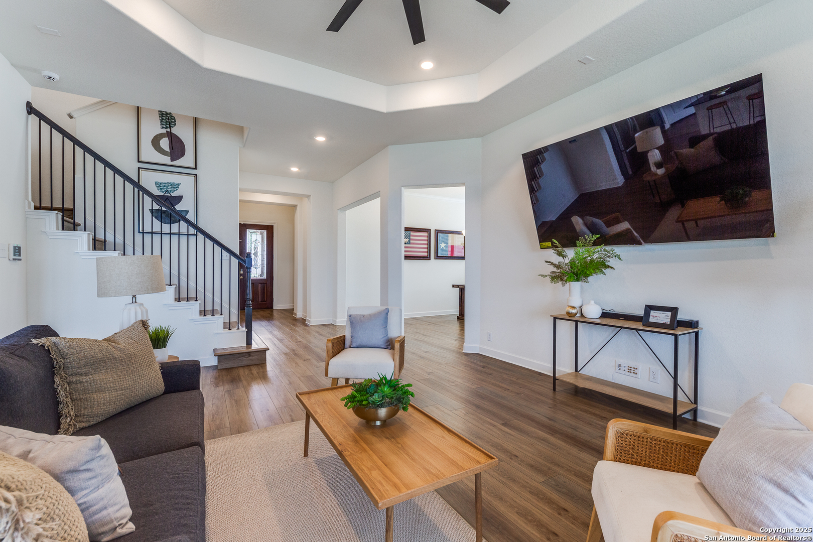 390 Rhapsody View Spring Branch, TX 78070 - Photo 7 of 39 a living room with furniture and a flat screen tv