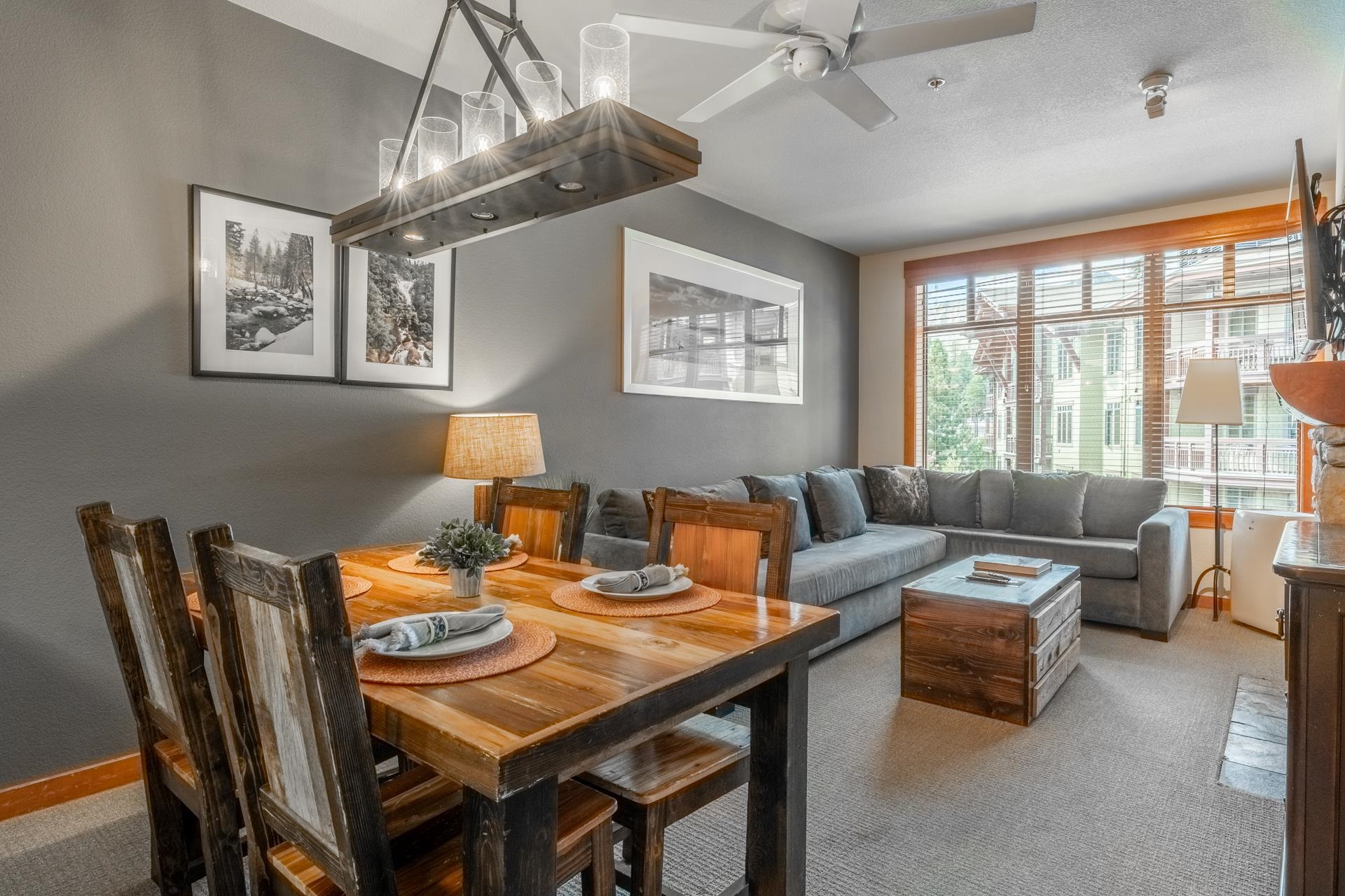 6201 Minaret Road, Unit 2328 Mammoth Lakes, CA 93546 - Photo 12 of 23 Wood dining table with seating for six