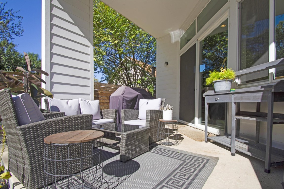 1905 Alegria Road, Unit B Austin, TX 78757 - Photo 25 of 25 Private Patio Retreat – Covered outdoor living area ideal for morning coffee, evening cocktails, or weekend lounging.