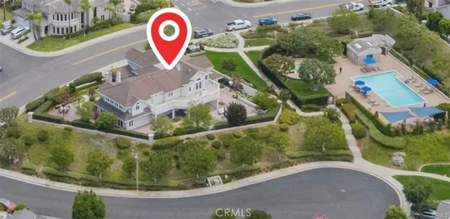 an aerial view of a house