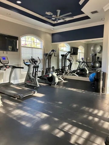 a view of a room with gym equipment