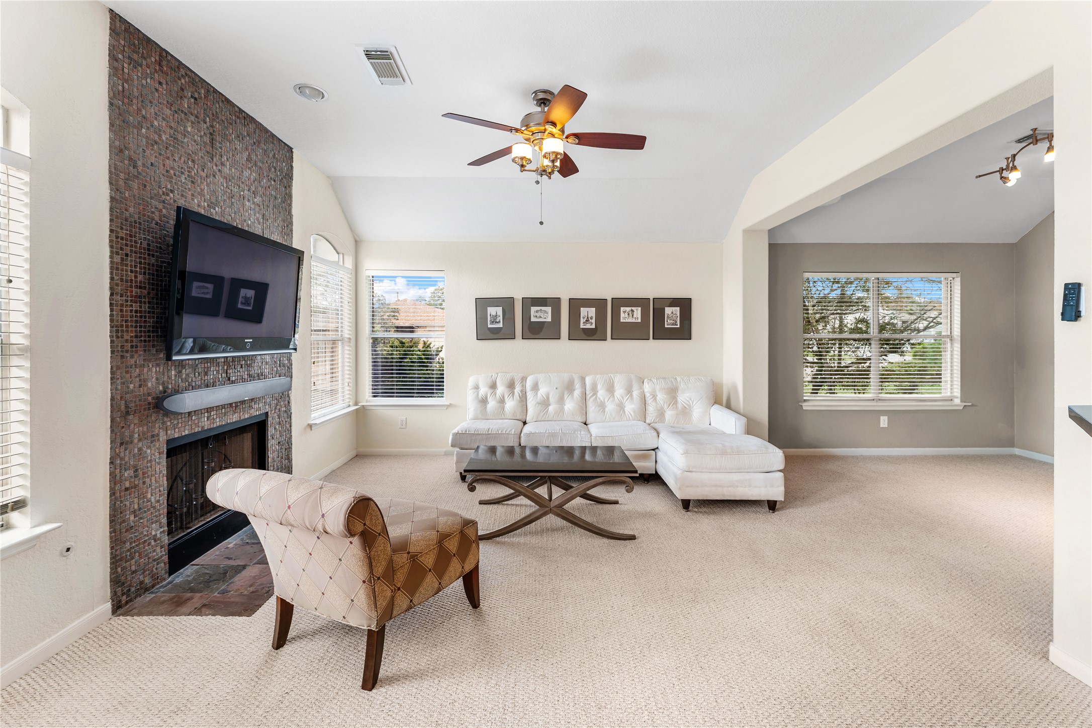 3214 Falcon Trail Drive Spring, TX 77373 - Photo 8 of 29 a living room with furniture fireplace and flat screen tv
