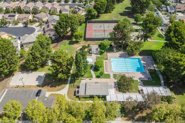 an aerial view of a house