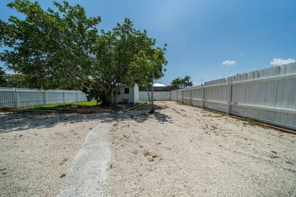 a view of a yard with a tree