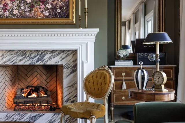 a living room with furniture and a couch