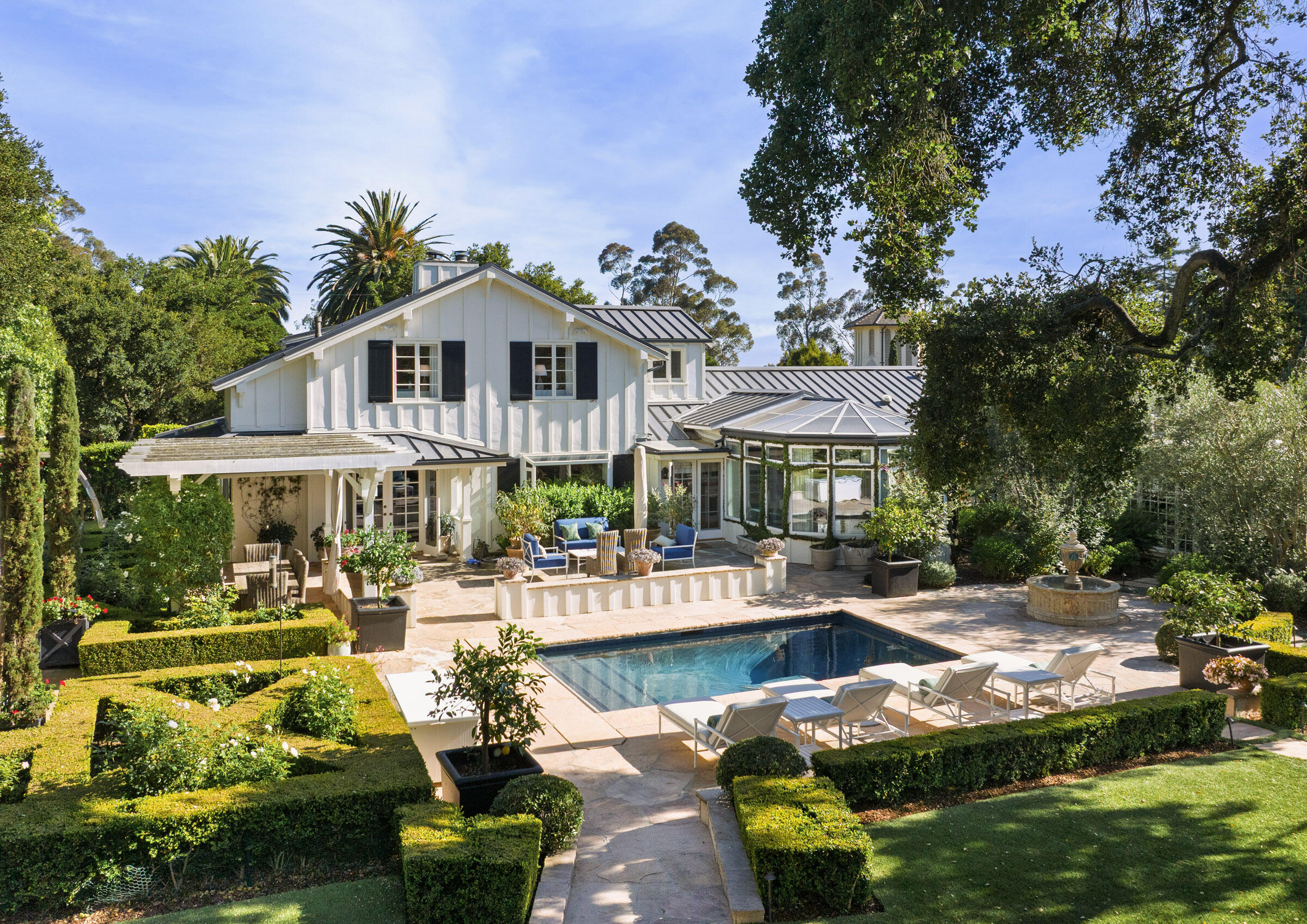 1166 Summit Road Montecito, CA 93108 - Photo 23 of 42 an aerial view of a house with swimming pool garden and lake view