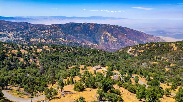 a view of a city with mountains in the background