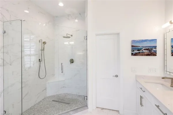 a bathroom with a shower