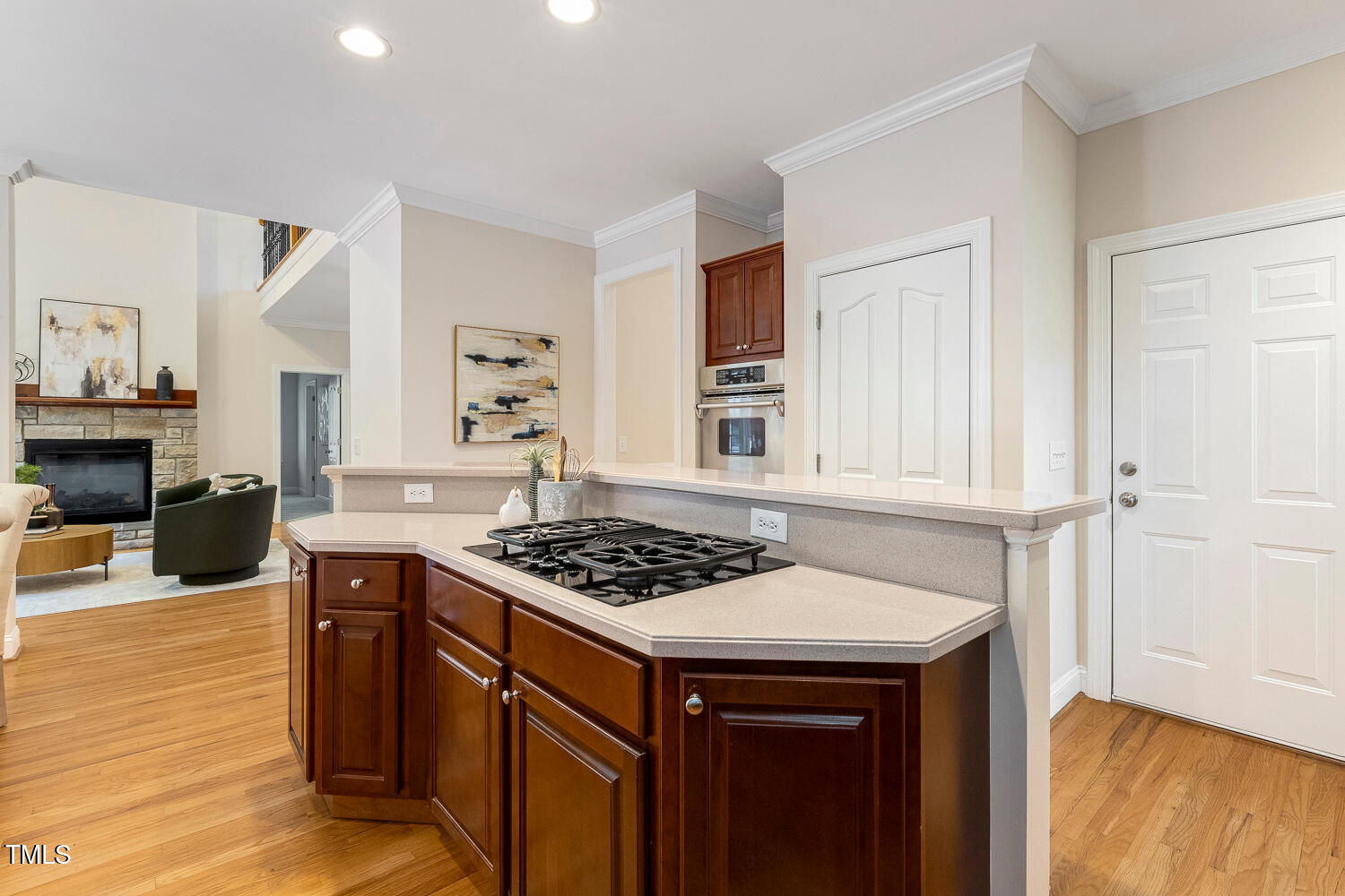 2628 Hunters Meadow Lane Raleigh, NC 27606 - Photo 16 of 76 a kitchen with stainless steel appliances granite countertop a stove and a refrigerator