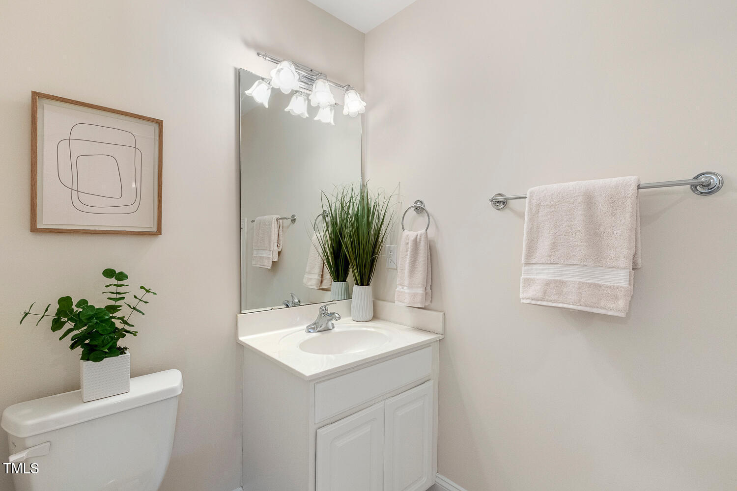 2628 Hunters Meadow Lane Raleigh, NC 27606 - Photo 46 of 76 a bathroom with a sink a toilet and mirror