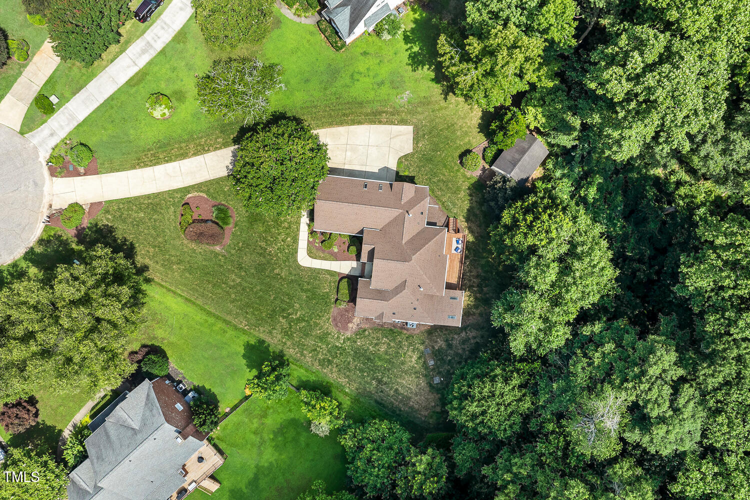 2628 Hunters Meadow Lane Raleigh, NC 27606 - Photo 73 of 76 an aerial view of a house with a yard swimming pool and outdoor seating