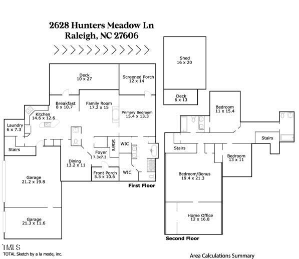2628 Hunters Meadow Lane Raleigh, NC 27606 - Photo 76 of 76 Sketch Pic for MLS