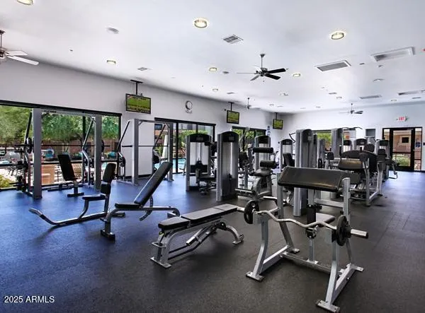 a view of a room with gym equipment