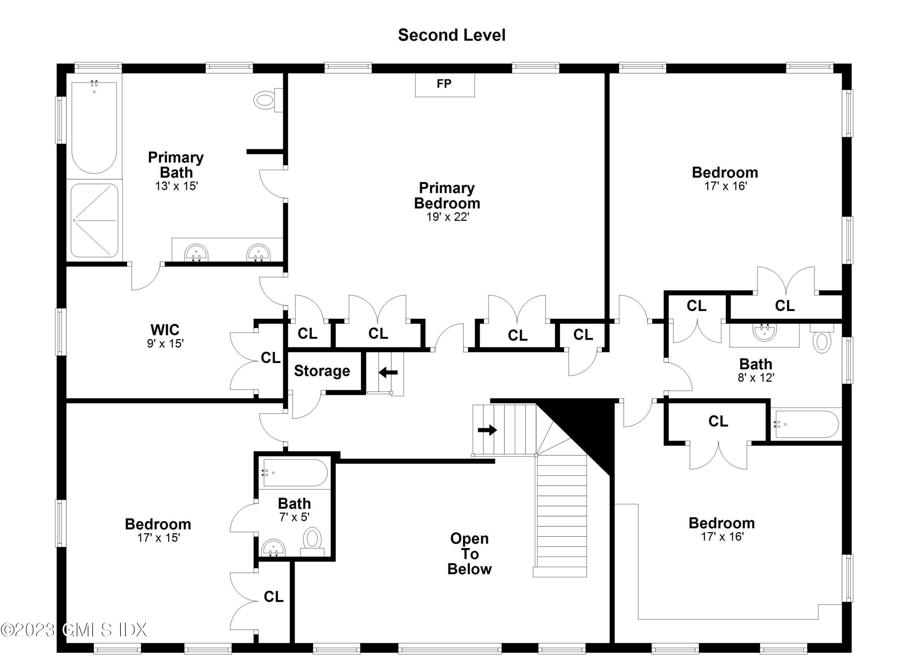 26 Round Hill Road Greenwich, CT 06831 - Photo 36 of 38 Second Level Floor Plan