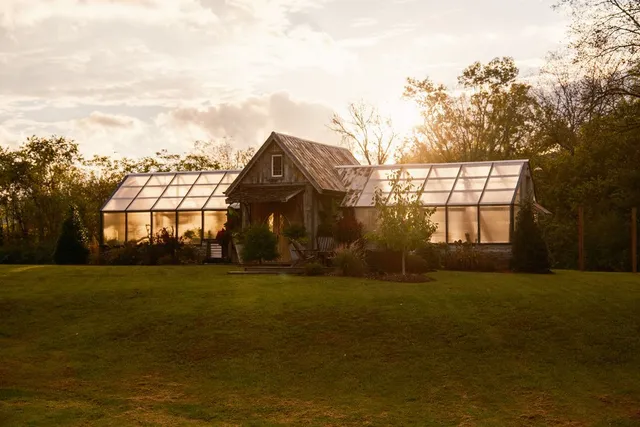 a view of lake with green space