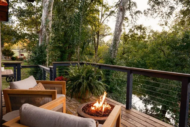 a view of a town with mountains in the background