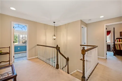 a view of hallway with livingroom