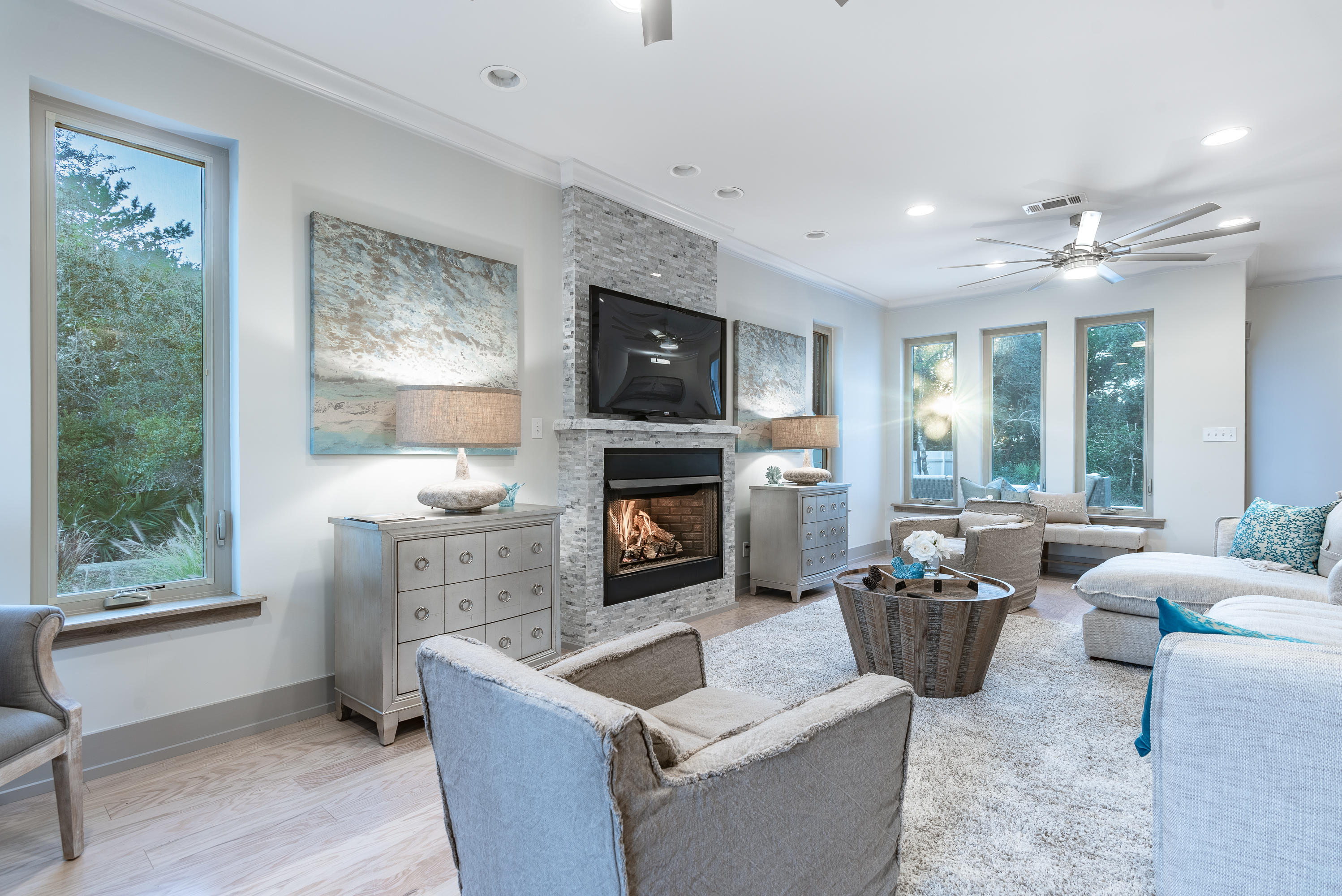 18 Sand Cliffs Drive Inlet Beach, FL 32461 - Photo 7 of 56 a living room with furniture fireplace and window