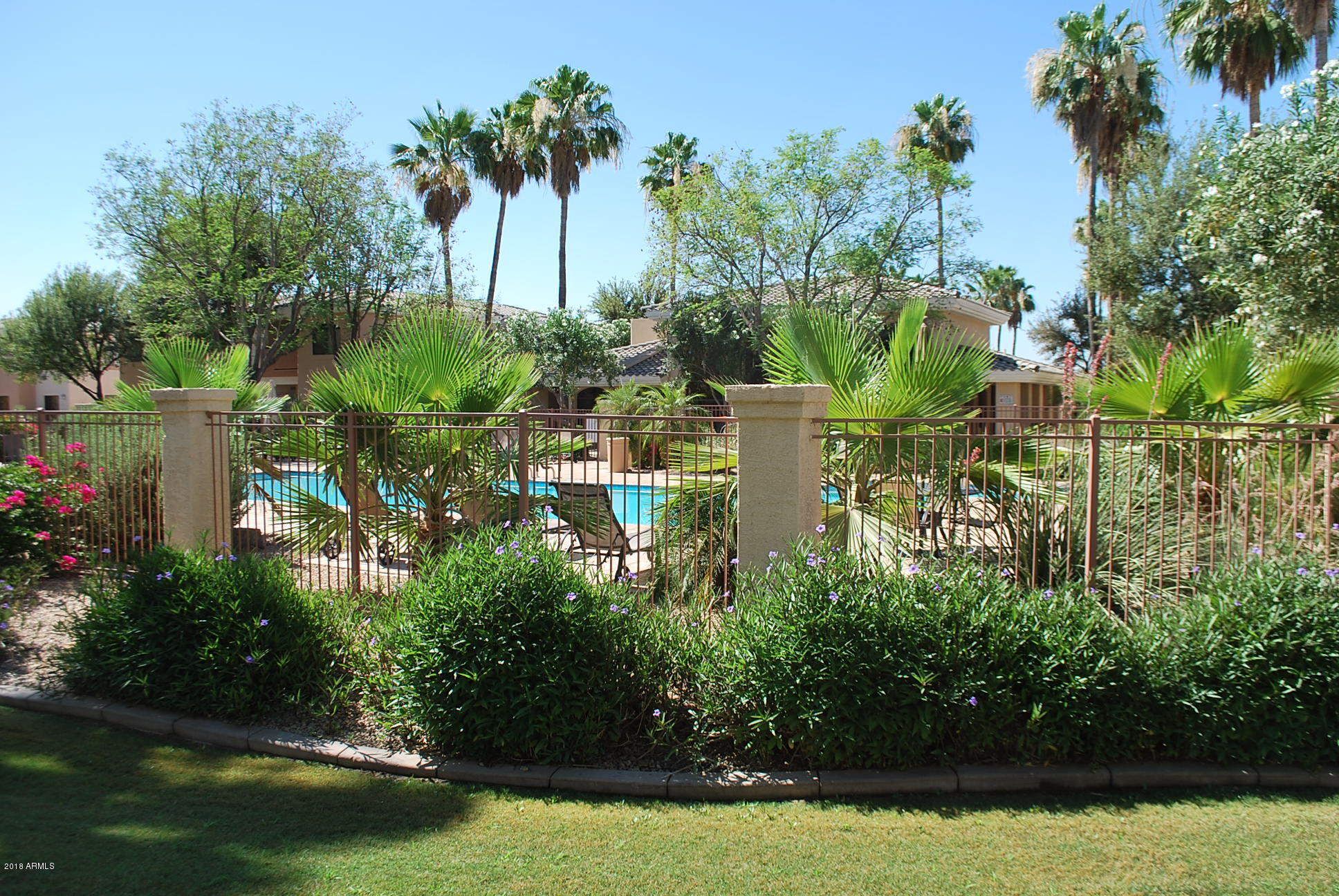 10030 West Indian School Road, Unit 158 Phoenix, AZ 85037 - Photo 26 of 28 a view of a garden with a bench