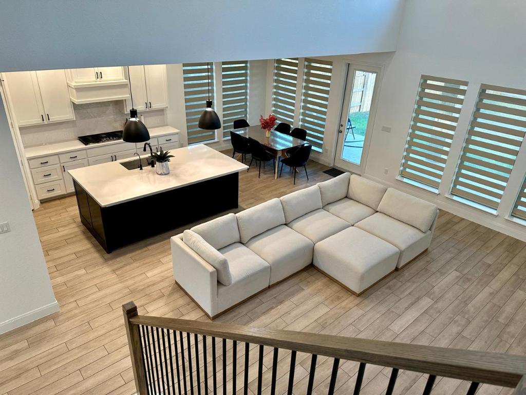 a living room with furniture and window