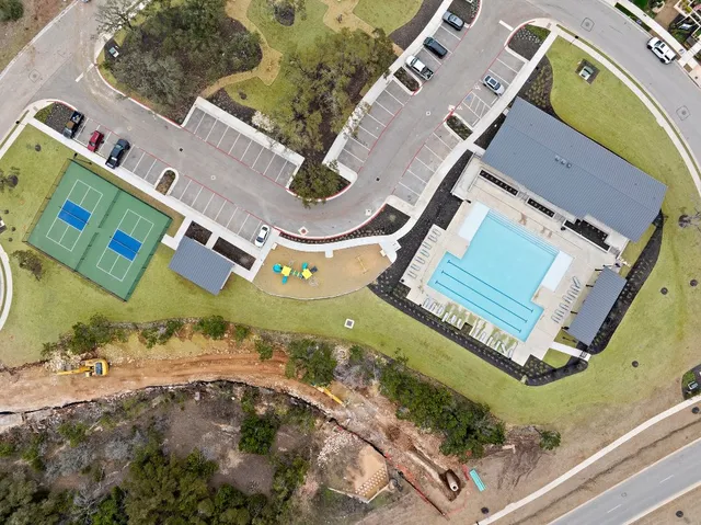 an aerial view of a house